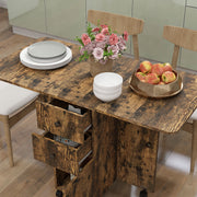 Rustic Brown 6 Seater Drop Leaf Dining Table With Storage by HOMCOM