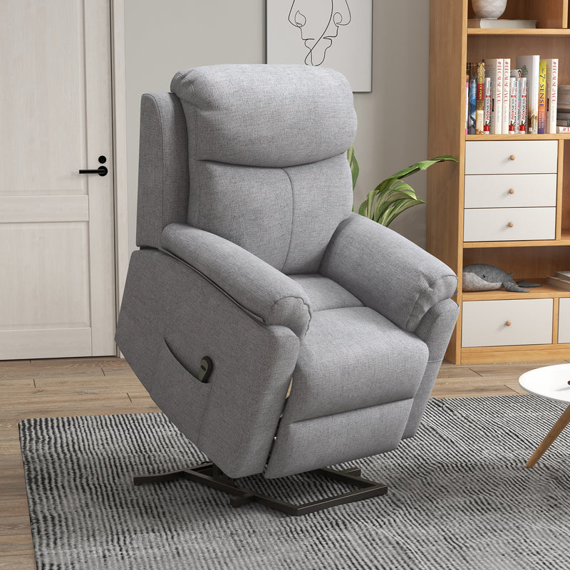 Electric Riser Recliner Armchair with Remote and Side Pockets for Elderly Comfort Grey