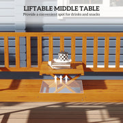 Outsunny Wooden Bench with Liftable Middle Table, Outdoor Bench, Patio Loveseat for Porch, Garden, Seats 2-3 People AOSOM