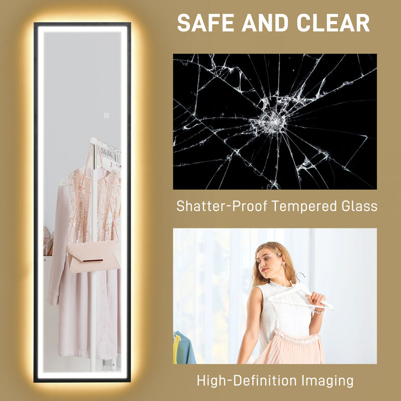 Full Length Black Mirror 150 x 40cm with Adjustable LED Lights by HOMCOM