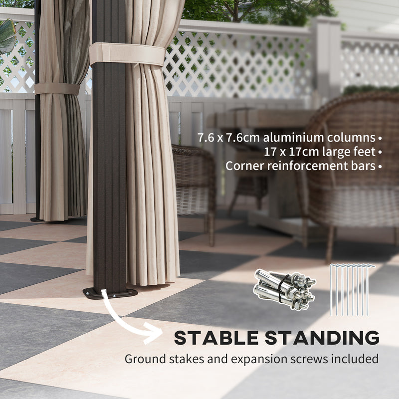 3 x 4m Beige Hardtop Gazebo with UPF30+ Polycarbonate Roof and Mosquito Netting by Outsunny