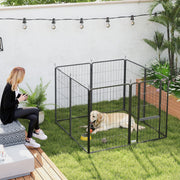 8 Panel Heavy Duty Dog Playpen with Door for Large Dogs 100cm High Indoor Outdoor by PawHut