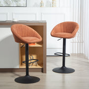 Set of 2 Swivel Tub Bar Stools with Footrest for Home Bar or Kitchen, Orange