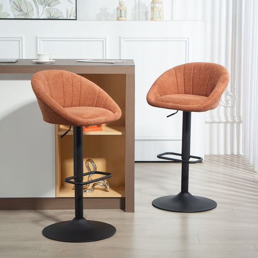 Set of 2 Swivel Tub Bar Stools with Footrest for Home Bar or Kitchen, Orange