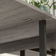 Grey Industrial Folding Dining Table with Drop Leaf and Storage Shelves for Small Spaces