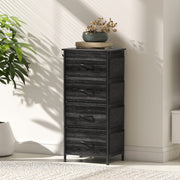 Chest of 4 Fabric Drawers with Wooden Top Ideal for Bedroom or Hallway Storage Black