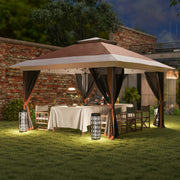 Brown 3.6 x 3.6m Pop Up Garden Gazebo with Mesh Sides for Outdoor Events by Outsunny