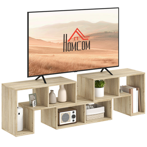Grey Oak Wood Grain TV Stand for TVs up to 75 Inches with Storage Shelves by HOMCOM
