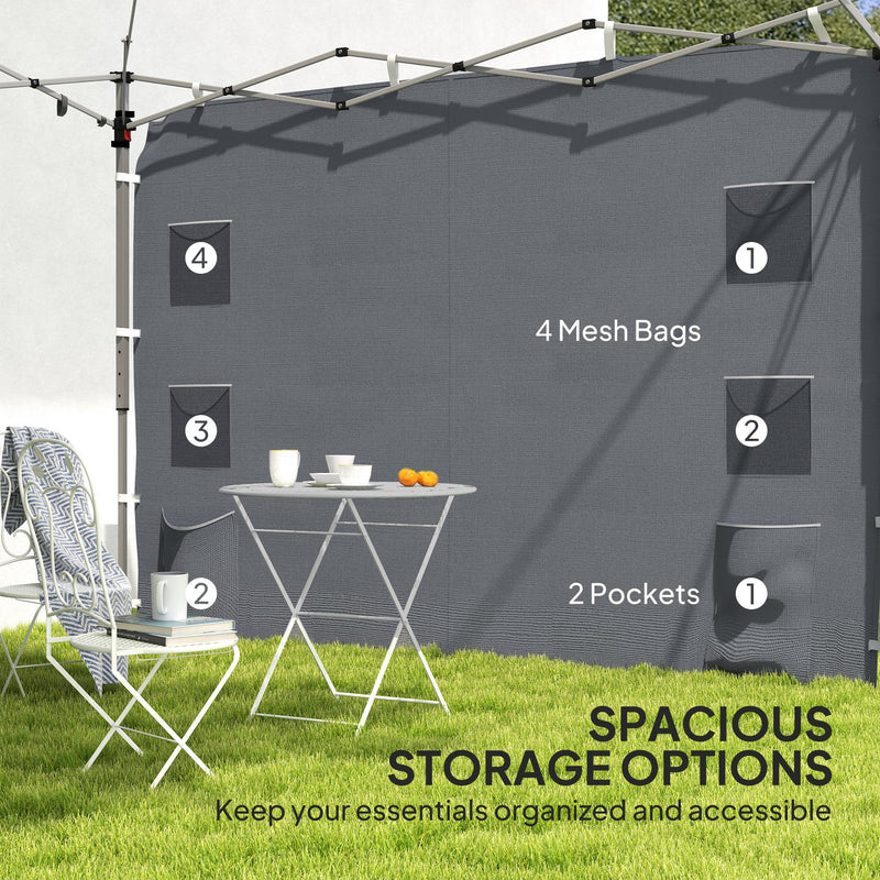 Grey 195 x 295cm Replacement Gazebo Sidewall UV-Resistant Weather Protection by Outsunny