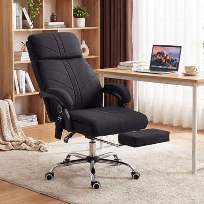 Massage Office Chair with Lumbar Heat and Reclining Backrest for Home Office Support Black AOSOM