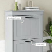 Two Drawer Shoe Storage Cabinet Holds Up To 10 Pairs Ideal for Hallways Grey