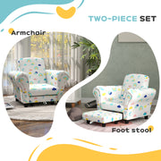 2 Piece Kids Sofa Set with Cloud Design and Wooden Frame for Toddlers Aged 15 to 36 Months, White