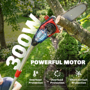 Cordless Pole Chainsaw for Safe Tree Pruning and High Branch Trimming Black AOSOM
