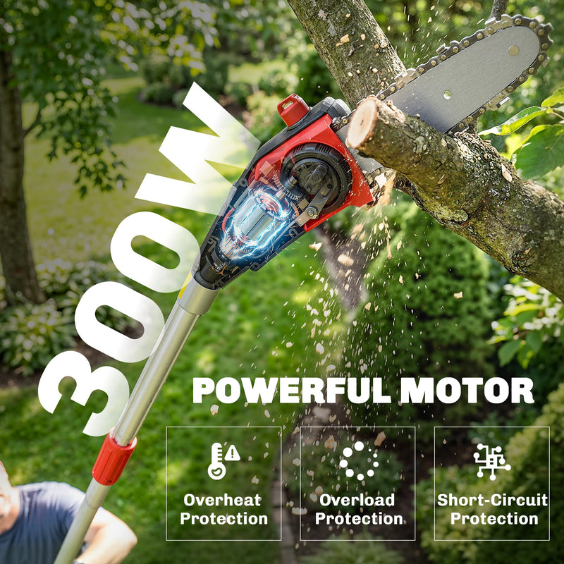 Cordless Pole Chainsaw for Safe Tree Pruning and High Branch Trimming Black AOSOM