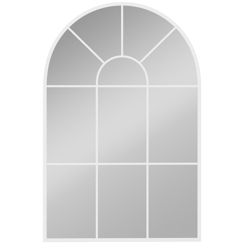 Grid Mirror Design Arched Wall Mirror With Grid Design 90x61cm White | Opal Retail UK