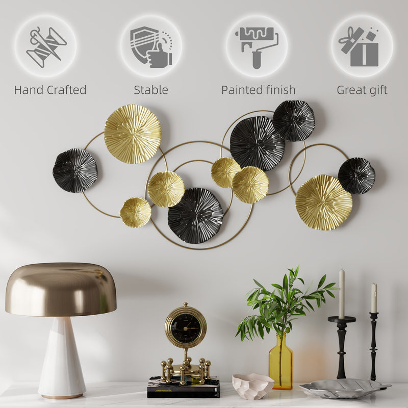 Modern Metal Wall Art With Decorative Multi Disc Design For Living Room Feature Wall Silver AOSOM