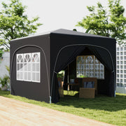 Black 3 x 3m Pop Up Gazebo Shelter with Accessories for Outdoor Events by Outsunny
