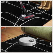 Soft High Pile Washable Area Rug With Geometric Design For Living Room or Bedroom, Black