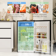 Black 91L Freestanding Under Counter Fridge with Lock by HOMCOM