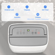 16L Dehumidifier with Multi Mode and Wheels for Easy Mobility, White by HOMCOM