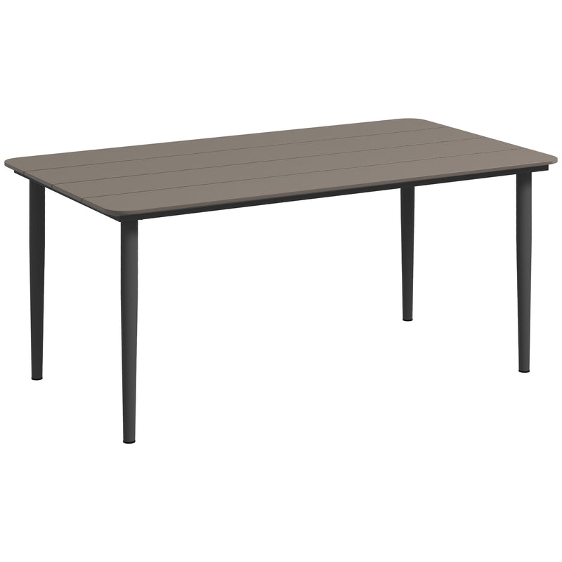 Garden Dining Table for 6 with Rust Resistant Metal Frame and WPC Top Dark Grey by Outsunny