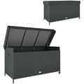 Black Rattan Garden Storage Box 627L Weatherproof Outdoor Chest with Lid