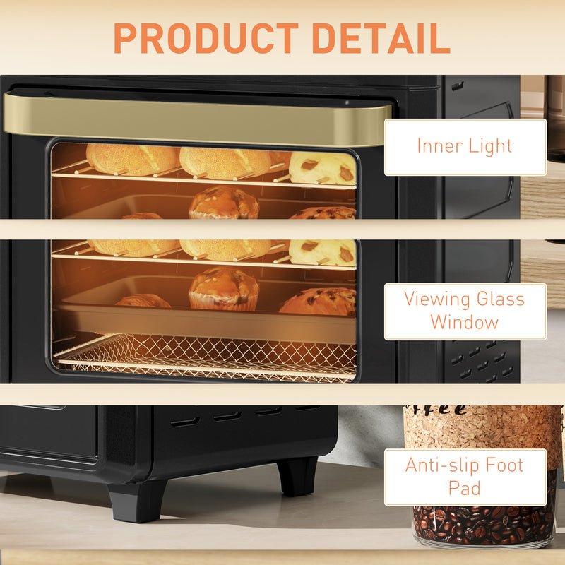 10L Black Air Fryer Oven with Grill Roast Bake Adjustable Temperature and Timer by HOMCOM