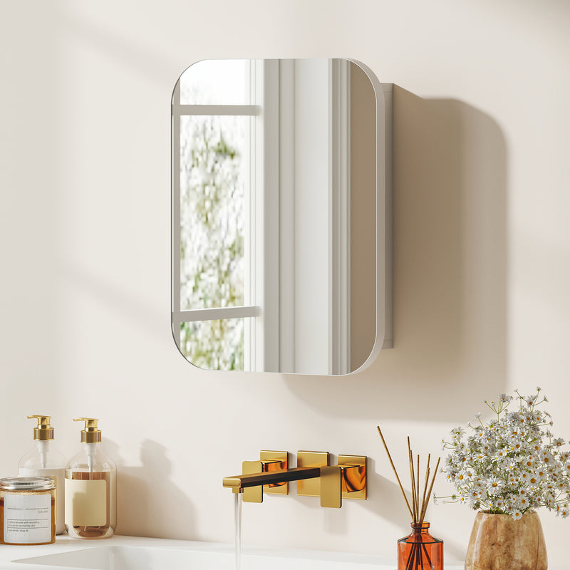 Bathroom Wall Cabinet with Mirror and Adjustable Shelves for Organised Storage White
