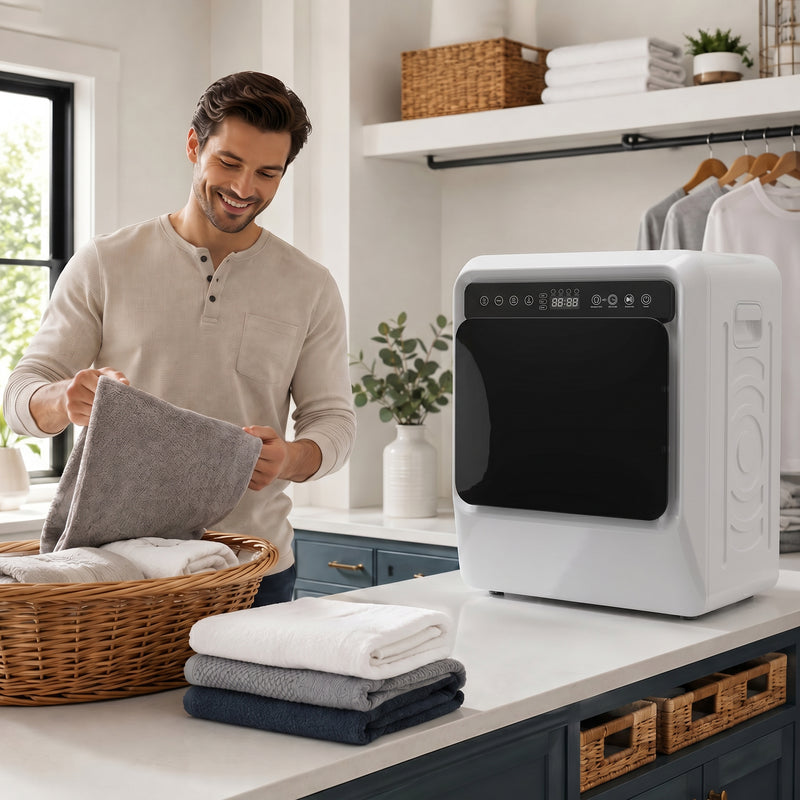 HOMCOM 5kg Vented Tumble Dryer, 1000W Compact Tumble Dryer with Smart Drying, Freestanding Stackable Clothes Drying Machine