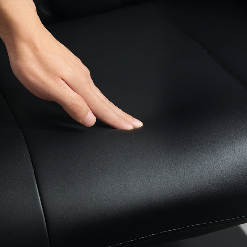 Black Swivel Recliner Chair with Footstool PU Leather Adjustable Back by HOMCOM