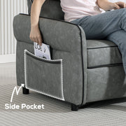 Faux Leather Accent Armchair With Padded Seat For Living Room Or Bedroom Grey AOSOM