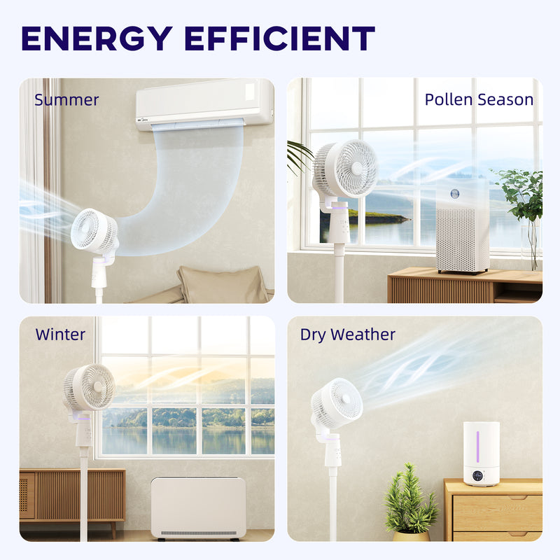 White Pedestal Air Circulation Fan with Oscillating Function and Adjustable Height by HOMCOM