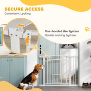 Tall Pet Safety Gate with Door 77cm High Adjustable 76-104cm for Stairs and Doorways by PawHut