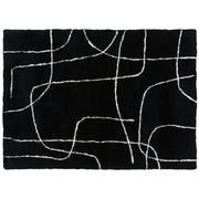 Soft High Pile Washable Area Rug With Geometric Design For Living Room or Bedroom, Black