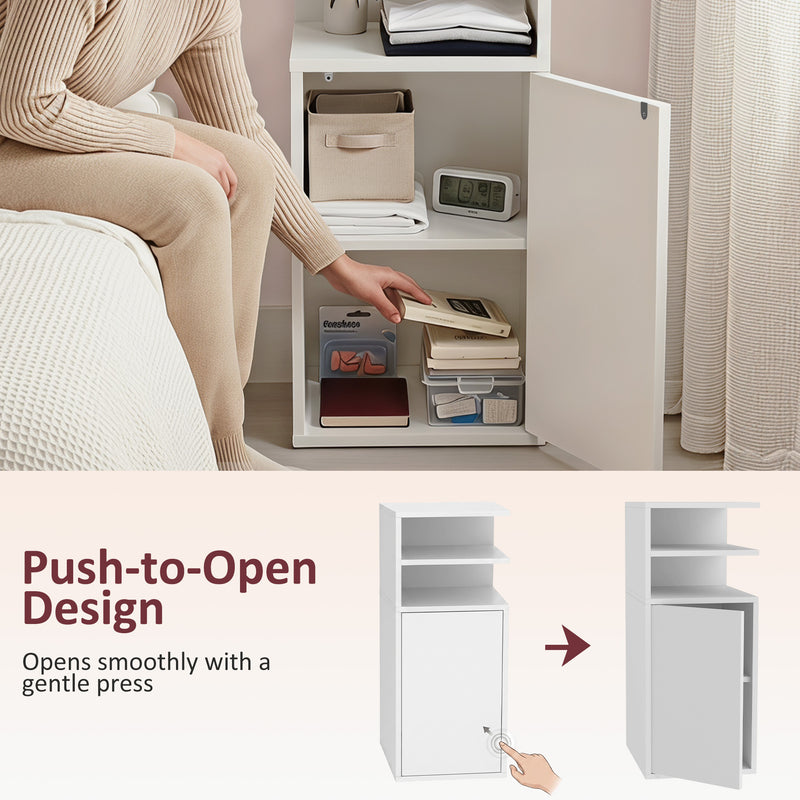 Slim Bedside Tables Set of 2 with Storage for Small Bedrooms