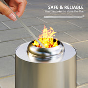 Smokeless Stainless Steel Fire Pit 16x16 cm Portable Wood Burning with Poker by Outsunny