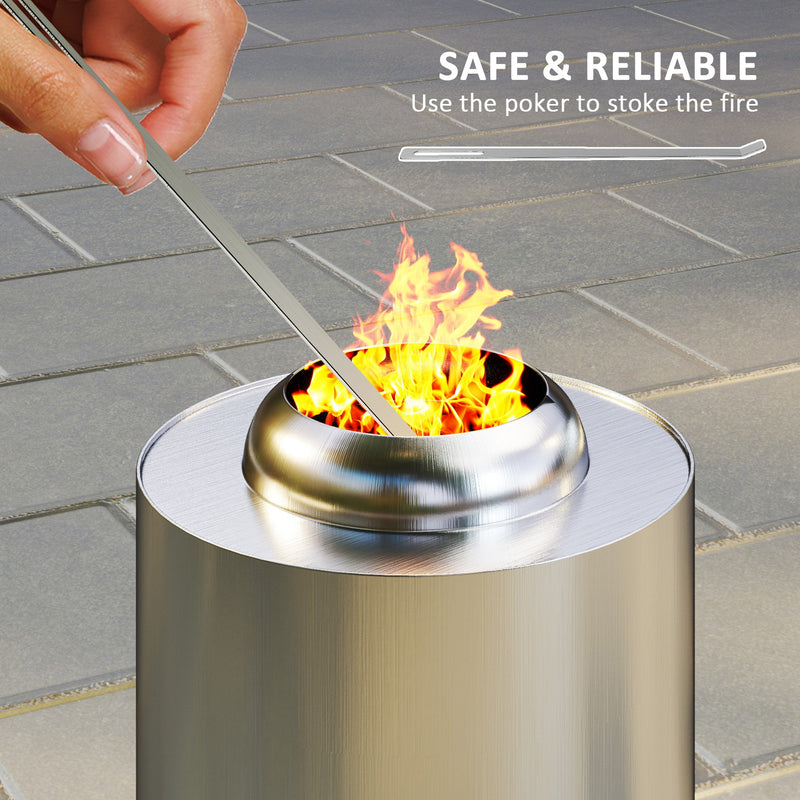 Smokeless Stainless Steel Fire Pit 16x16 cm Portable Wood Burning with Poker by Outsunny