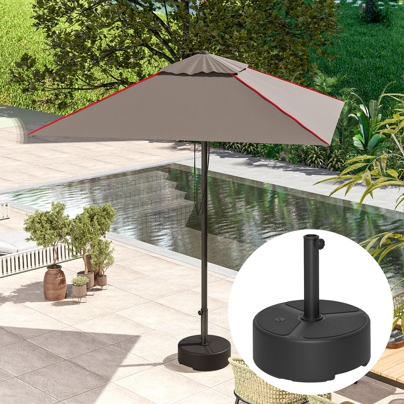 Round Garden Parasol Base Heavy Duty Umbrella Stand Holds Up to 20kg Black by Outsunny