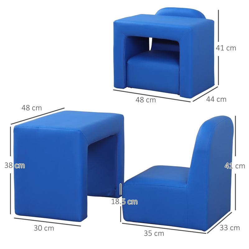 2 in 1 Toddler Sofa Chair for Relaxing and Playing in Bedroom or Playroom, Blue