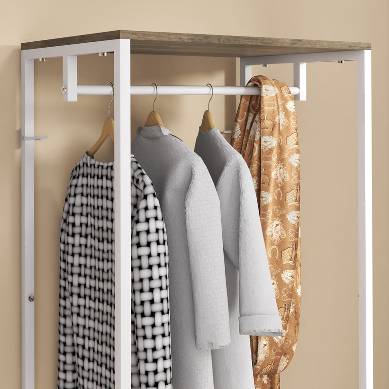 Hallway Coat Rack With Shoe Storage Bench and Hooks Ideal for Entryway Organisation Grey