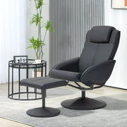 Reclining Faux Leather Armchair With Padded Footstool For Home or Office Use Black