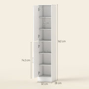 Tall Bathroom Cabinet with Mirror and Adjustable Shelf for Extra Storage, High Gloss White