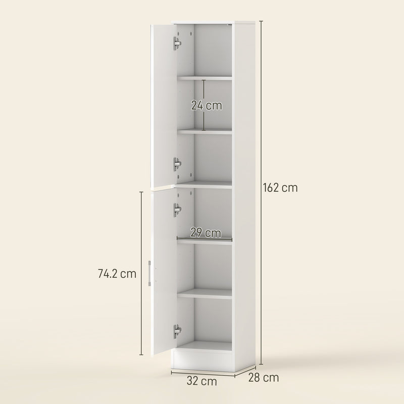 Tall Bathroom Cabinet with Mirror and Adjustable Shelf for Extra Storage, High Gloss White