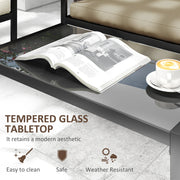 4 Piece Metal Garden Furniture Set with Glass Table and Cushions Khaki by Outsunny