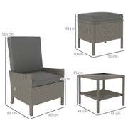 5 Piece Rattan Patio Furniture Set With Cushions Dark Grey by Outsunny