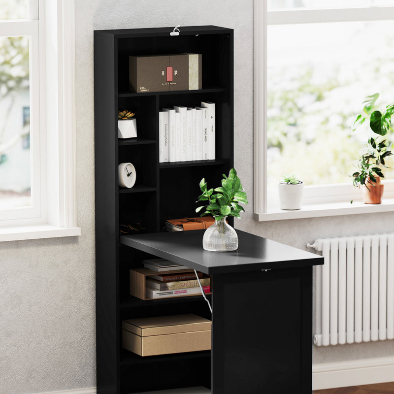 Black Three Part Work Desk with Storage and Chalkboard by HOMCOM