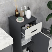 Slim Bathroom Storage Cabinet with Drawer and Adjustable Shelf for Small Spaces Grey AOSOM