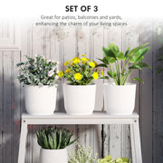 Set of Three White 22cm Planters for Indoor and Outdoor Use by Outsunny