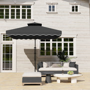 Black 2.5m Cantilever Garden Parasol with Ruffled Double Top and Cross Base by Outsunny