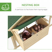 Large Wooden Chicken Coop With Run and Nesting Box for Garden Poultry, Natural Wood Finish